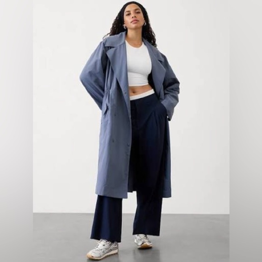 Athleta Luna Trench Coat in Shadow Blue
